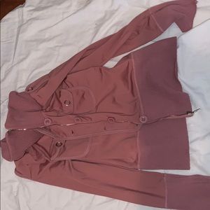 BCBGMAXAZRIA mauve zip up embroidered jacket